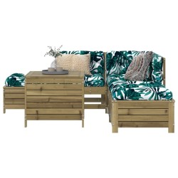 vidaXL Juego de sofás de jardín 6 piezas madera de pino impregnada