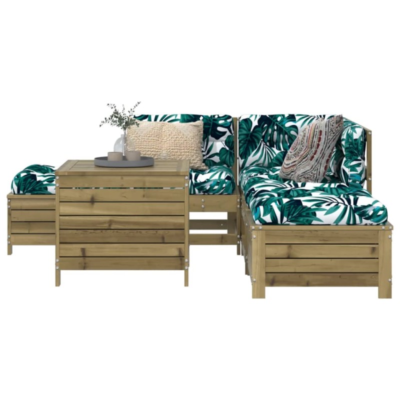 vidaXL Juego de sofás de jardín 6 piezas madera de pino impregnada vidaXL Juego de sofás de jardín 6 piezas madera de pino impregnada