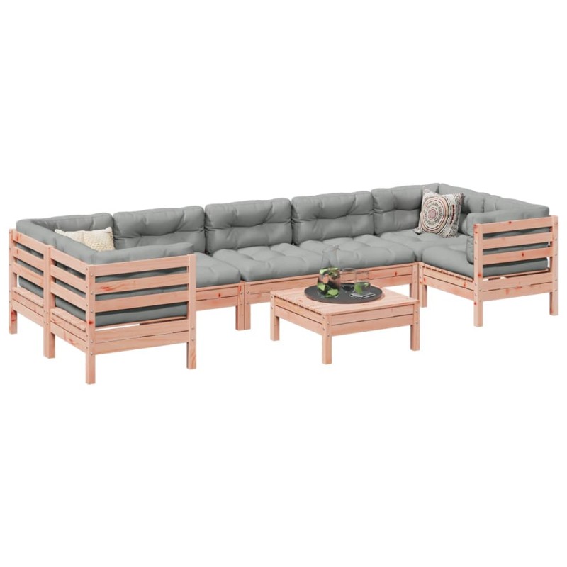 vidaXL Set de sofás jardín 8 pzas con cojines madera de abeto Douglas