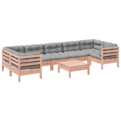 vidaXL Set de sofás jardín 8 pzas con cojines madera de abeto Douglas