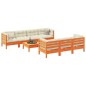 vidaXL Set de sofás jardín 8 pzas con cojines madera pino marrón cera vidaXL Set de sofás jardín 8 pzas con cojines madera pino marrón cera