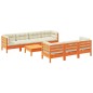 vidaXL Set de sofás jardín 8 pzas con cojines madera pino marrón cera vidaXL Set de sofás jardín 8 pzas con cojines madera pino marrón cera