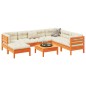 vidaXL Set de sofás jardín 8 pzas con cojines madera pino marrón cera