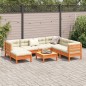 vidaXL Set de sofás jardín 8 pzas con cojines madera pino marrón cera
