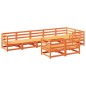 vidaXL Juego de sofás de jardín 8 pzas madera maciza pino marrón cera vidaXL Juego de sofás de jardín 8 pzas madera maciza pino marrón cera