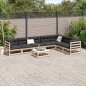 vidaXL Juego de sofás de jardín 8 pzas con conjines madera maciza pino