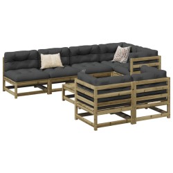 vidaXL Set de sofás jardín 8 pzas con cojines madera pino impregnada