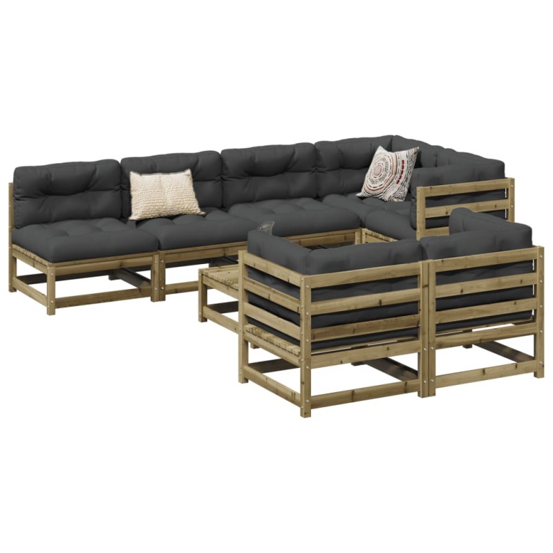 vidaXL Set de sofás jardín 8 pzas con cojines madera pino impregnada vidaXL Set de sofás jardín 8 pzas con cojines madera pino impregnada