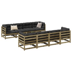 vidaXL Set de sofás jardín 9 pzas con cojines madera pino impregnada