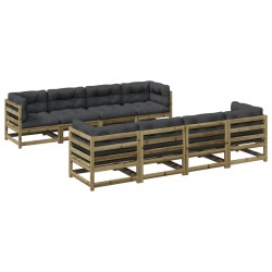 vidaXL Set de sofás jardín 9 pzas con cojines madera pino impregnada