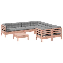 vidaXL Set de sofás jardín 9 pzas con cojines madera de abeto Douglas