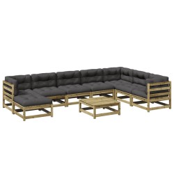vidaXL Set de sofás jardín 9 pzas con cojines madera pino impregnada
