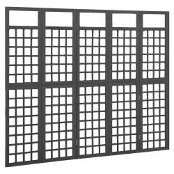 vidaXL Biombo/Enrejado de 5 paneles madera de abeto negro 201,5x180 cm
