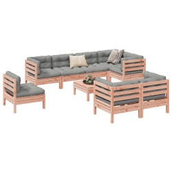 vidaXL Set de sofás jardín 9 pzas con cojines madera de abeto Douglas