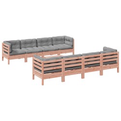 vidaXL Set de sofás jardín 9 pzas con cojines madera de abeto Douglas