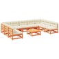 vidaXL Juego sofás jardín 10 pzas con conjines madera pino marrón cera vidaXL Juego sofás jardín 10 pzas con conjines madera pino marrón cera