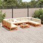 vidaXL Juego sofás jardín 10 pzas con conjines madera pino marrón cera vidaXL Juego sofás jardín 10 pzas con conjines madera pino marrón cera