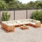 vidaXL Juego de sofás de jardín 11 pzas madera maciza pino marrón cera