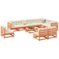 vidaXL Juego de sofás de jardín 11 pzas madera maciza pino marrón cera vidaXL Juego de sofás de jardín 11 pzas madera maciza pino marrón cera