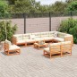 vidaXL Juego de sofás de jardín 11 pzas madera maciza pino marrón cera vidaXL Juego de sofás de jardín 11 pzas madera maciza pino marrón cera