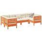vidaXL Set de sofás jardín 6 pzas con cojines madera pino marrón cera vidaXL Set de sofás jardín 6 pzas con cojines madera pino marrón cera