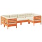 vidaXL Set de sofás jardín 6 pzas con cojines madera pino marrón cera vidaXL Set de sofás jardín 6 pzas con cojines madera pino marrón cera