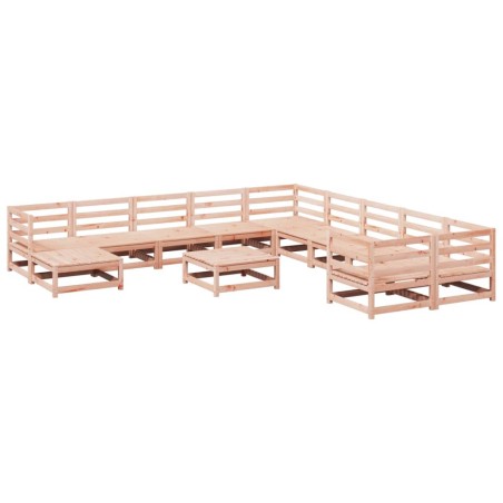 vidaXL Juego de sofás de jardín 12 pzas madera maciza de abeto Douglas