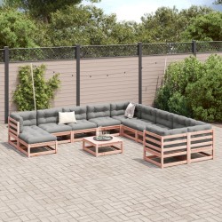 vidaXL Juego de sofás de jardín 12 pzas madera maciza de abeto Douglas