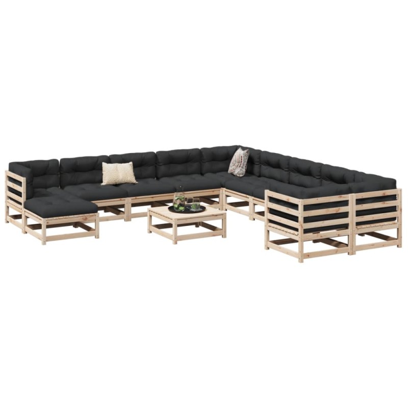 vidaXL Juego de sofás de jardín 12 piezas madera maciza de pino vidaXL Juego de sofás de jardín 12 piezas madera maciza de pino