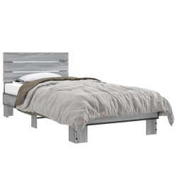 vidaXL Estructura cama madera ingeniería metal gris Sonoma 75x190 cm
