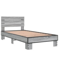 vidaXL Estructura cama madera ingeniería metal gris Sonoma 75x190 cm