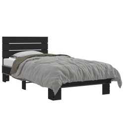 vidaXL Estructura de cama madera de ingeniería y metal negra 90x190 cm