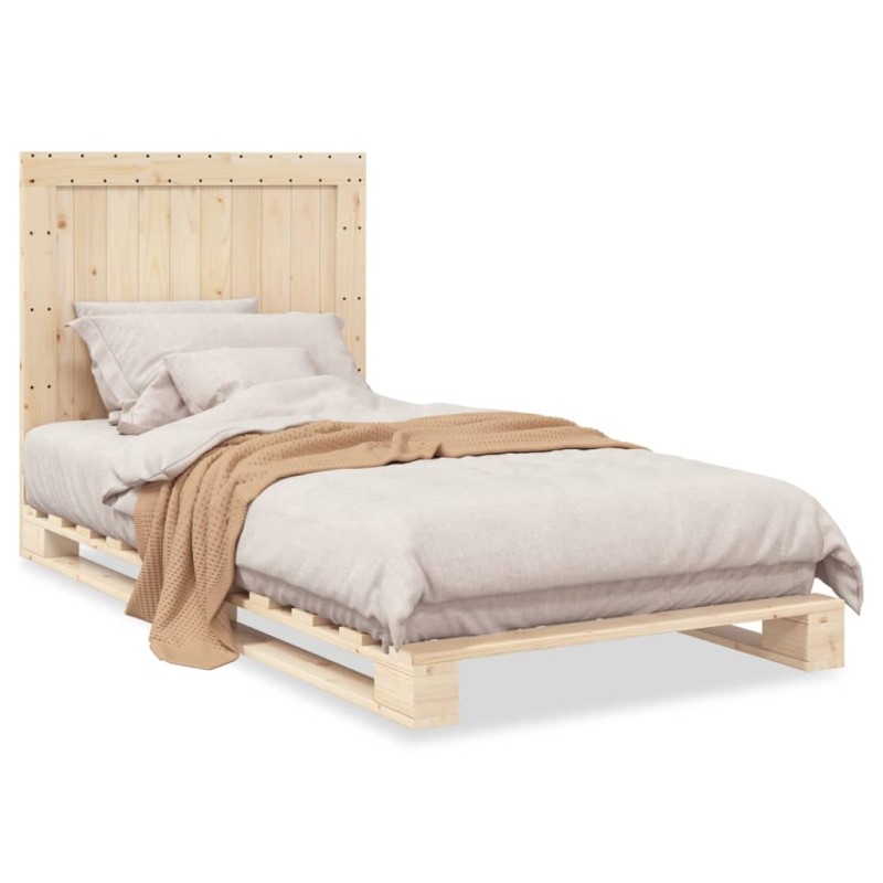 vidaXL Estructura de cama con cabecero madera maciza pino 100x200 cm vidaXL Estructura de cama con cabecero madera maciza pino 100x200 cm
