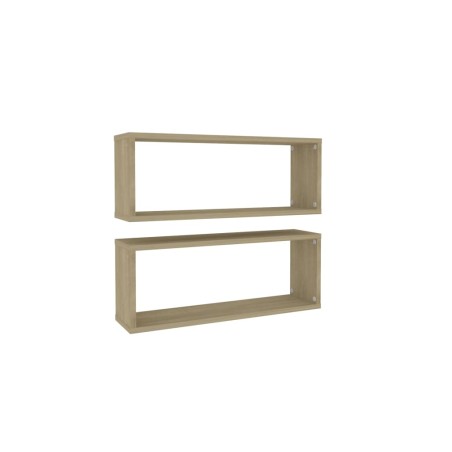 vidaXL Estante cubo pared 2 uds contrachapado roble Sonoma 60x15x23 cm