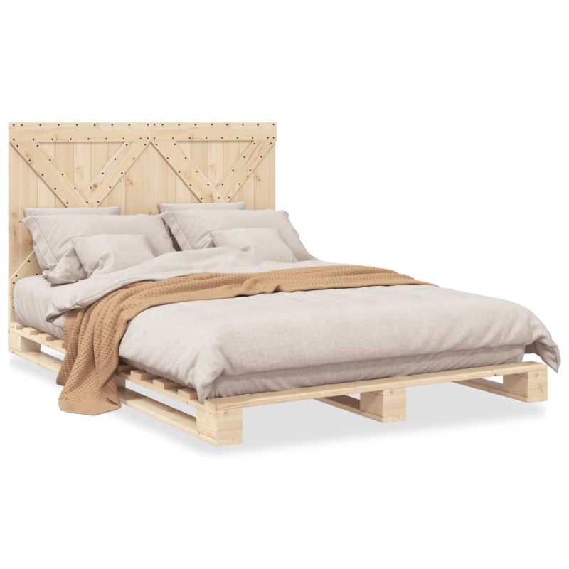 vidaXL Estructura de cama con cabecero madera maciza pino 160x200 cm vidaXL Estructura de cama con cabecero madera maciza pino 160x200 cm