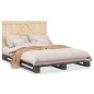 vidaXL Estructura de cama con cabecero madera pino gris 160x200 cm vidaXL Estructura de cama con cabecero madera pino gris 160x200 cm