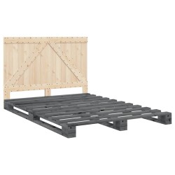 vidaXL Estructura de cama con cabecero madera pino gris 160x200 cm