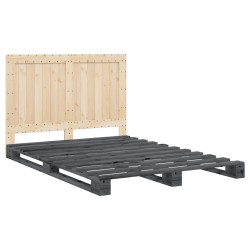 vidaXL Estructura de cama con cabecero madera pino gris 140x200 cm