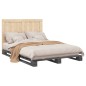 vidaXL Estructura de cama con cabecero madera pino gris 140x200 cm vidaXL Estructura de cama con cabecero madera pino gris 140x200 cm