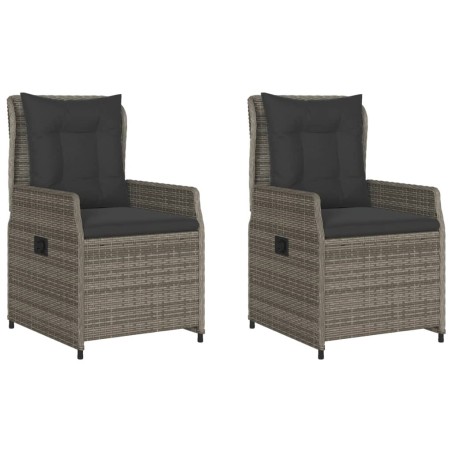 vidaXL Sillones reclinables de jardín 2 uds ratán sintético gris