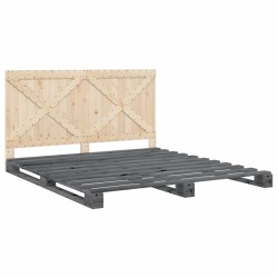 vidaXL Estructura cama con cabecero madera maciza pino gris 180x200 cm