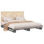 vidaXL Estructura cama con cabecero madera maciza pino gris 180x200 cm