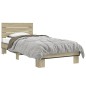 vidaXL Estructura cama madera ingeniería metal roble Sonoma 100x200 cm vidaXL Estructura cama madera ingeniería metal roble Sonoma 100x200 cm
