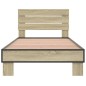 vidaXL Estructura cama madera ingeniería metal roble Sonoma 100x200 cm vidaXL Estructura cama madera ingeniería metal roble Sonoma 100x200 cm