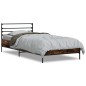 vidaXL Estructura cama madera ingeniería metal roble ahumado 90x190 cm vidaXL Estructura cama madera ingeniería metal roble ahumado 90x190 cm