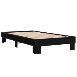 vidaXL Estructura de cama madera de ingeniería y metal negra 90x190 cm