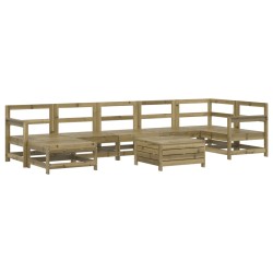 vidaXL Juego de sofás de jardín 8 pzas madera de pino impregnada