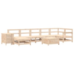 vidaXL Juego de sofás de jardín 9 pzas madera maciza de pino