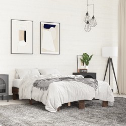vidaXL Estructura cama madera ingeniería metal marrón roble 135x190 cm