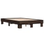 vidaXL Estructura cama madera ingeniería metal marrón roble 135x190 cm